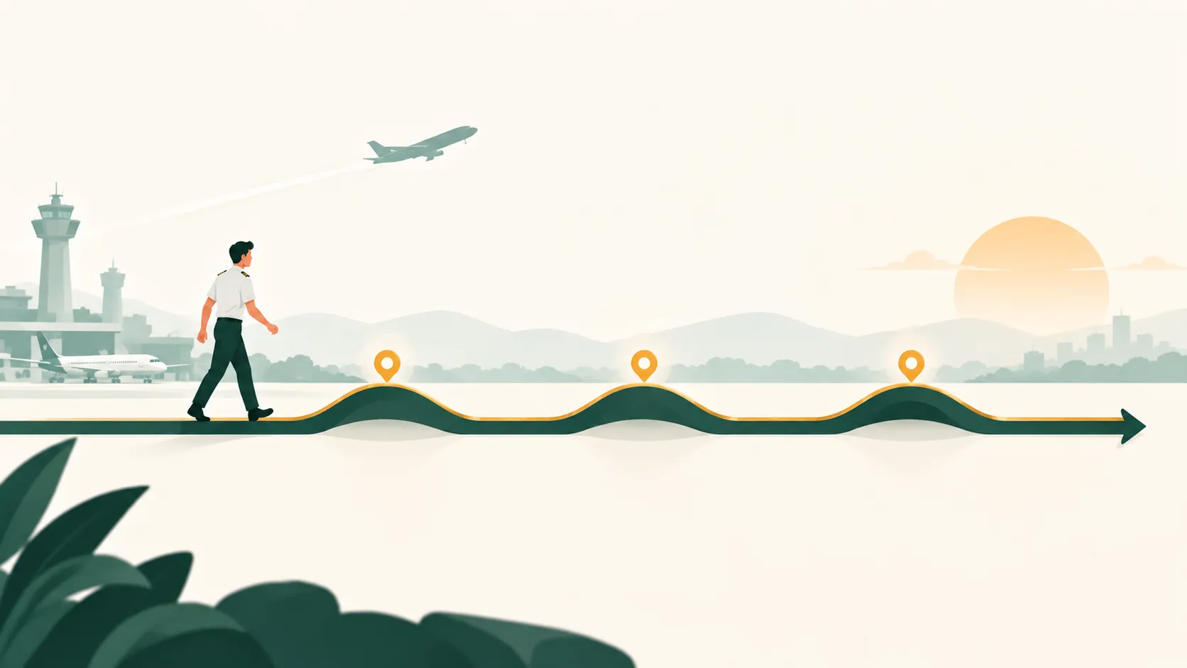 Three stumbling points marked along an otherwise clear path.