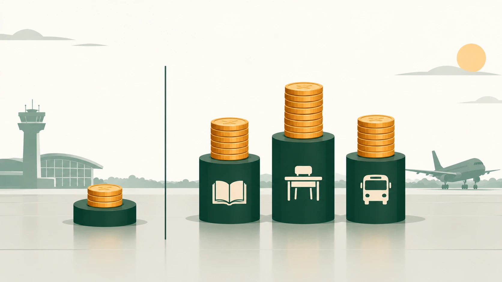 Three cost blocks beside the exam fee, each a different size and none of them the fee.
