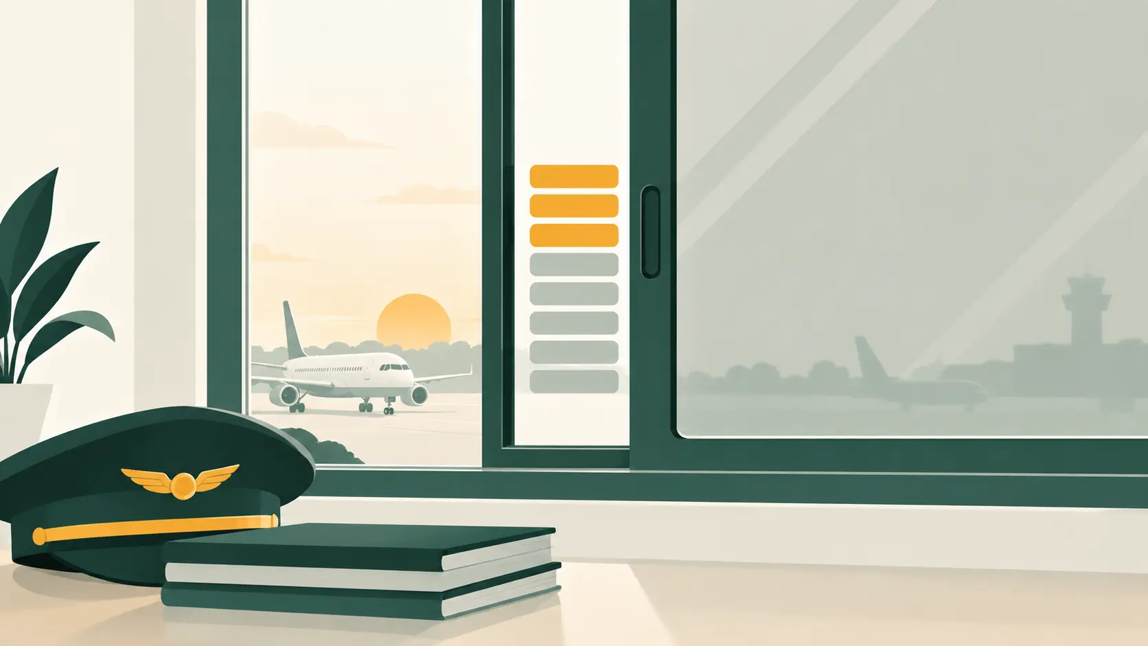 A closing window with flight hours stacked inside it.
