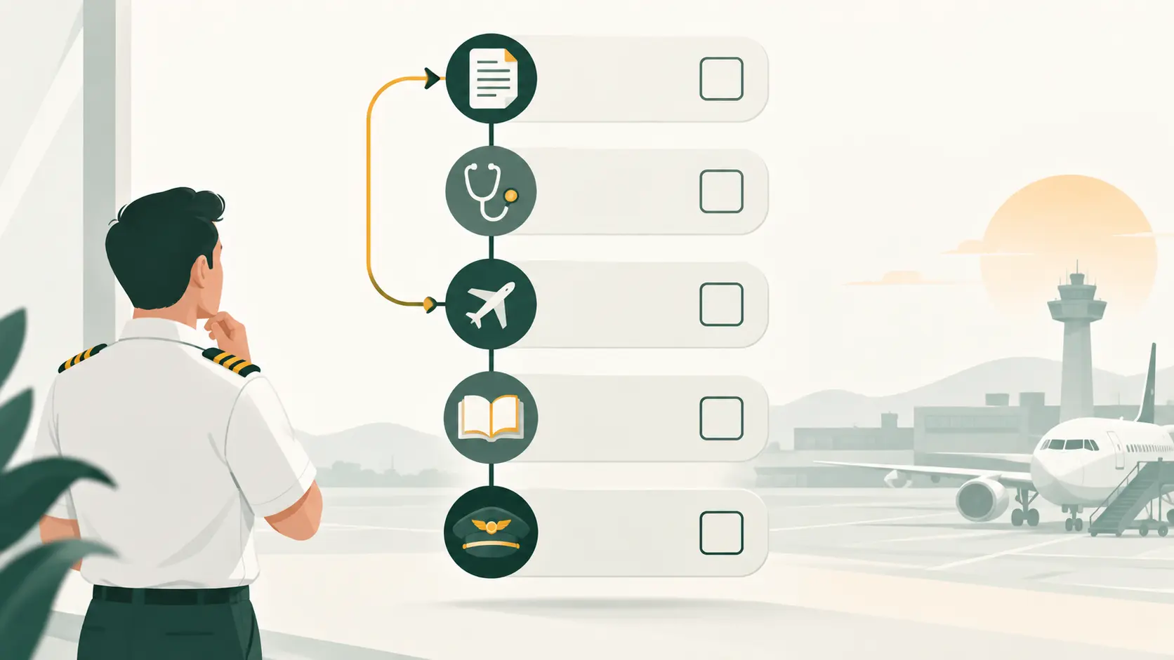 A checklist with steps connected in a deliberate order.