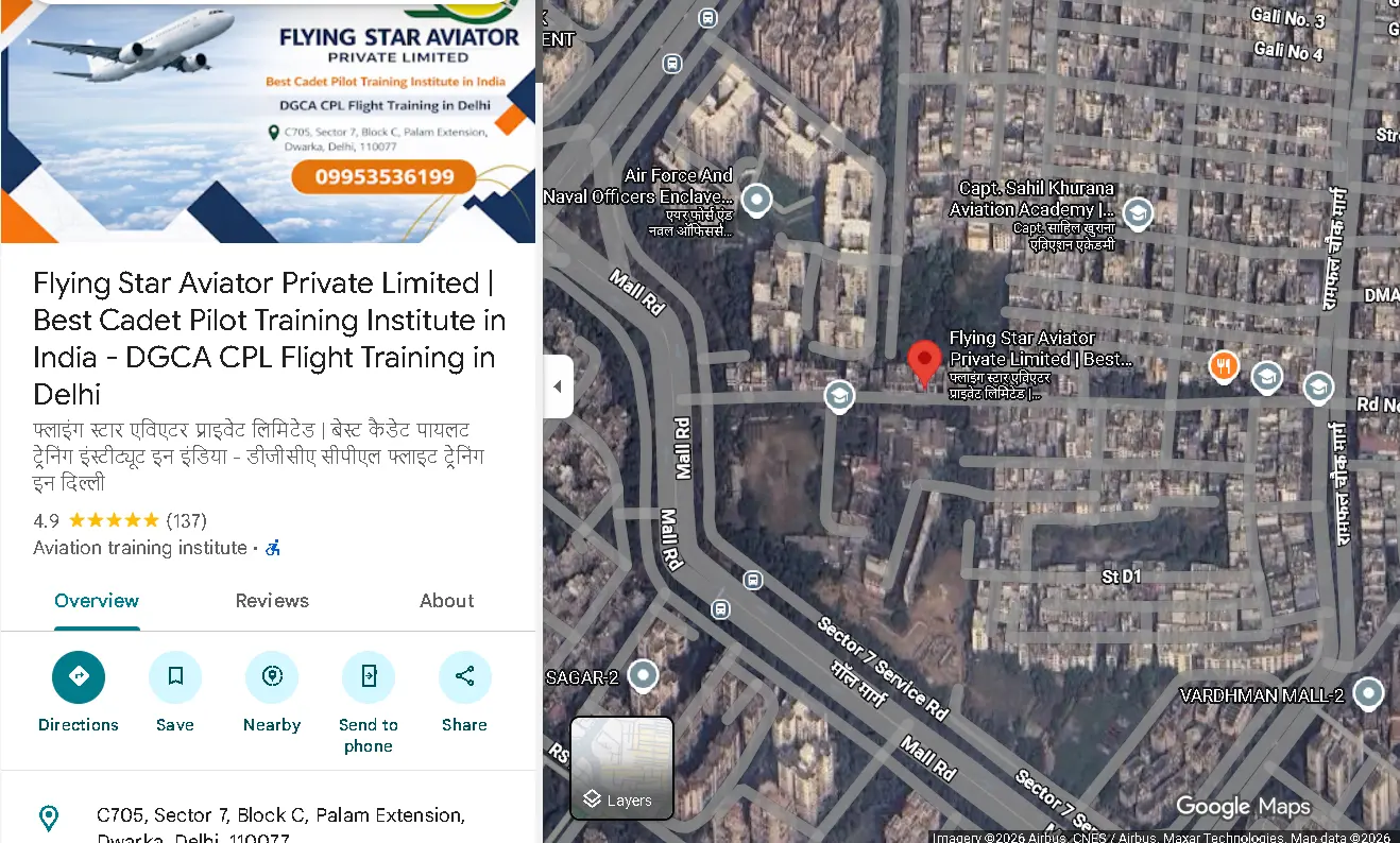 Flying Star Aviator Location - C705, Sector 7, Block C, Palam Extension, Dwarka, Delhi, 110077